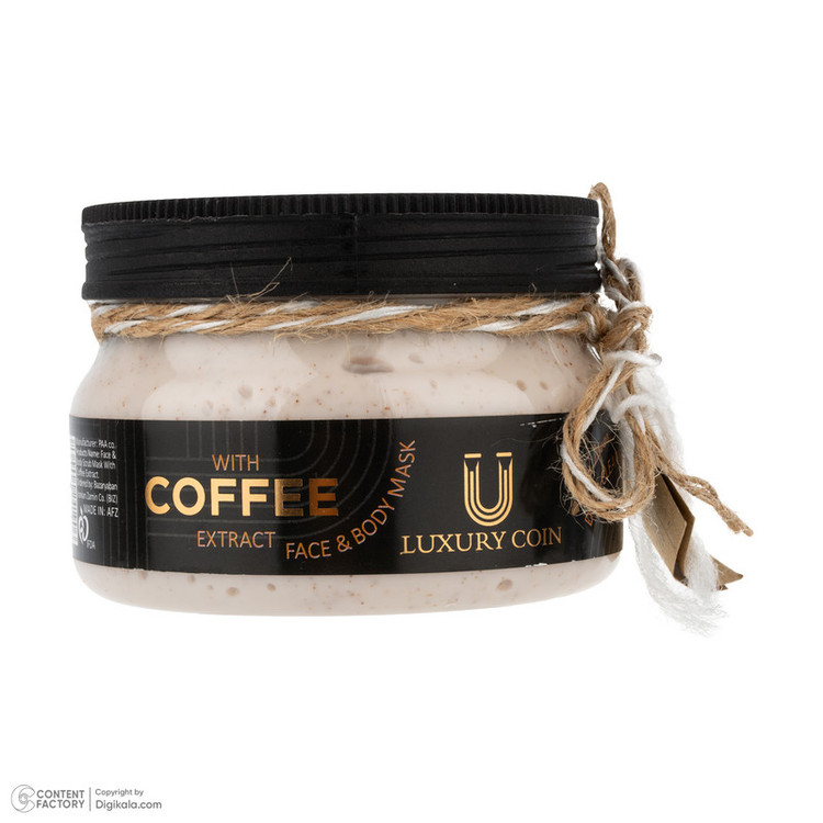 ماسک اسکراب صورت و بدن لاکچری کوین مدل قهوه مناسب برای انواع پوست حجم 300 میلیلیتر